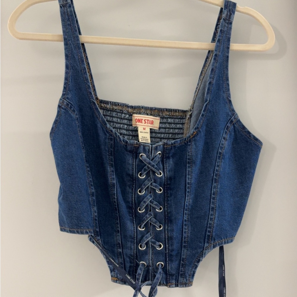 Crop denim corset
